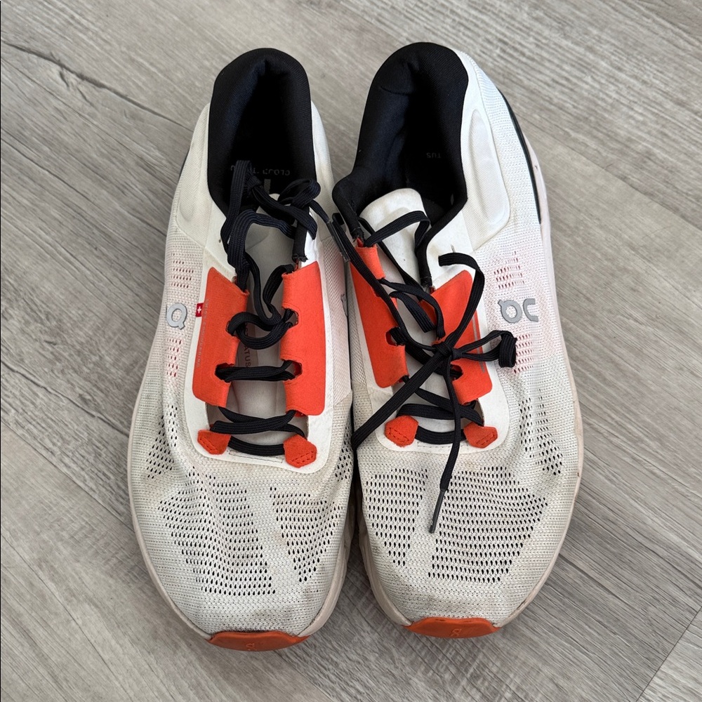 ON Cloudstratus White and Orange Sneakers